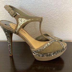 NWOT Gianni Bini Suede and Sequin Heels